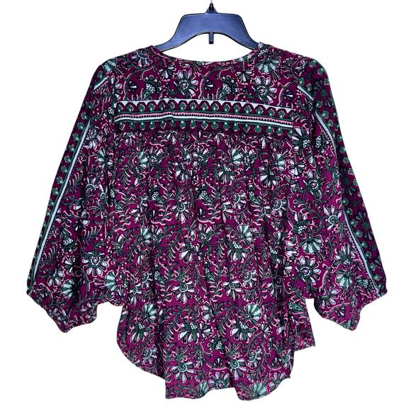OMIKA Blouse M Floral Boho Dolman Sleeve Linen - Picture 6 of 13